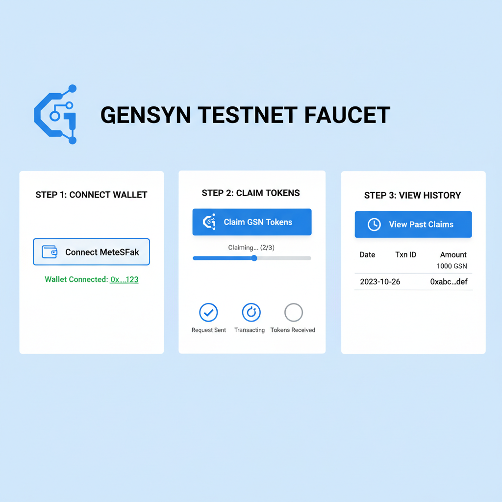 Gensyn Testnet faucet page, token claim interface, blockchain faucet UI with progress bar